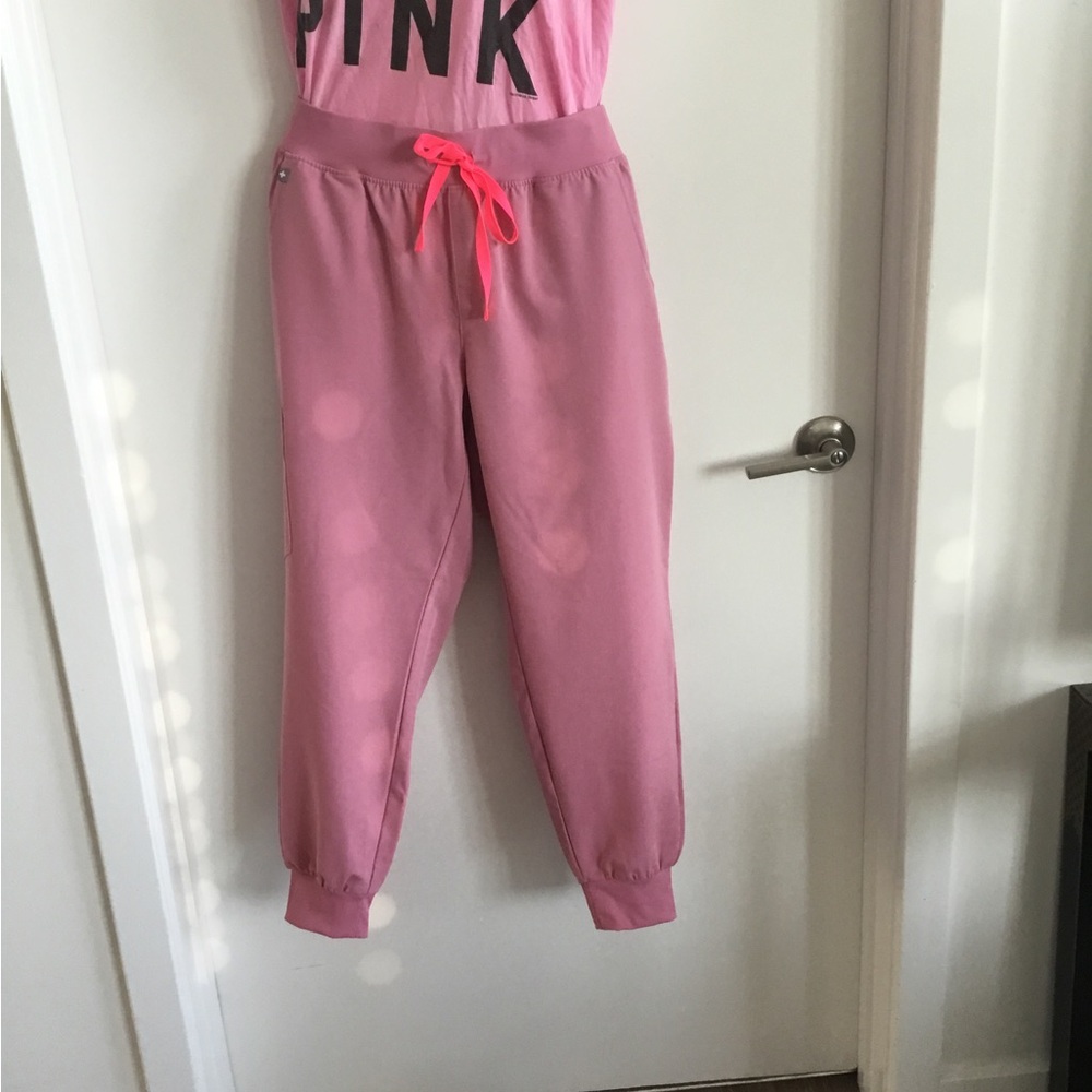 Figs Pink Jogger Pants with Drawstring